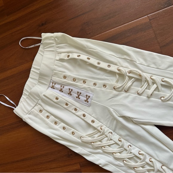 CLUB LONDON white lace up legging pants w corset padded underwire bodysuit SET - Picture 7 of 12
